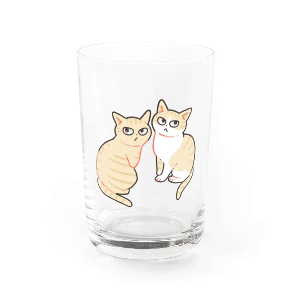 猫屋カエデの茶トラと茶トラ白猫 Water Glass :front