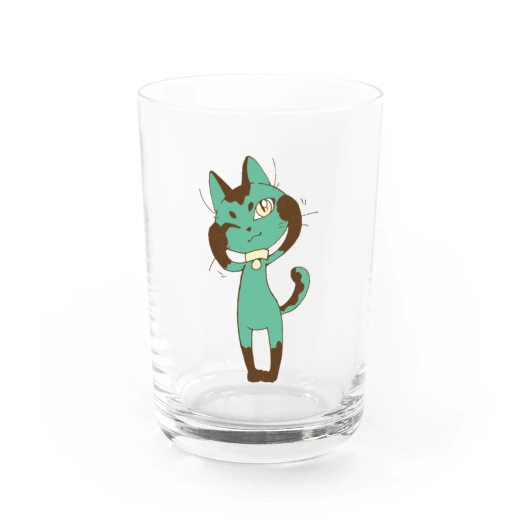 朧屋のあざといチョコミントキャット Water Glass :front