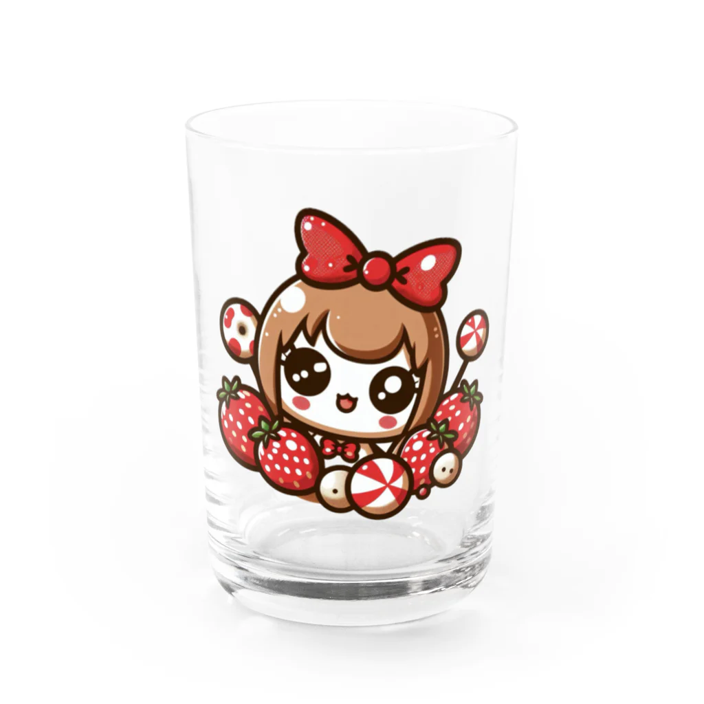 chiBeeeezの可愛らしい苺のデザイン Water Glass :front