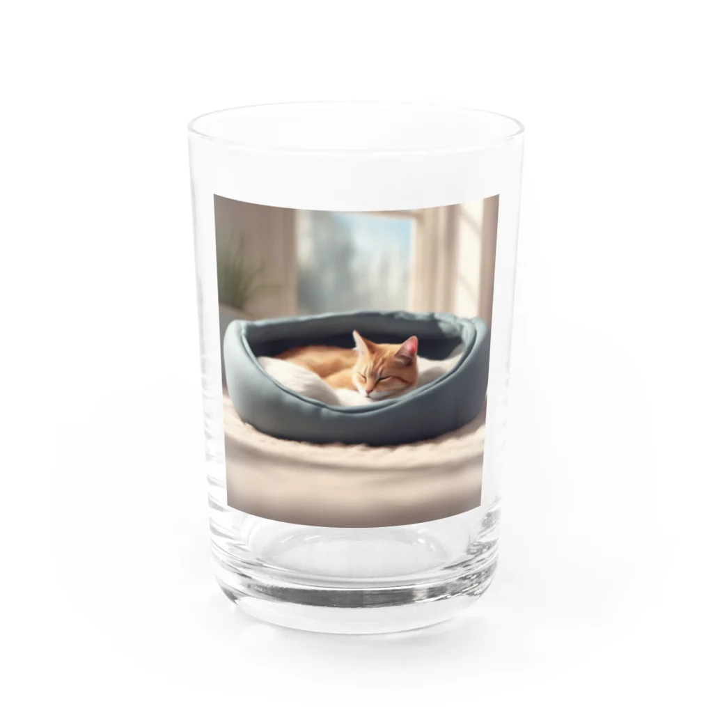 スウィート・アニマル・アートのお昼猫 Water Glass :front