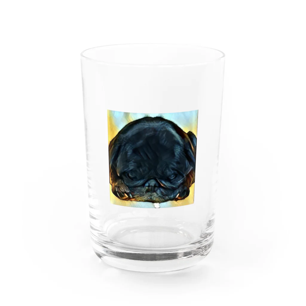 KenHana ハウスの黒パグケンちゃん癒しグッズ Water Glass :front