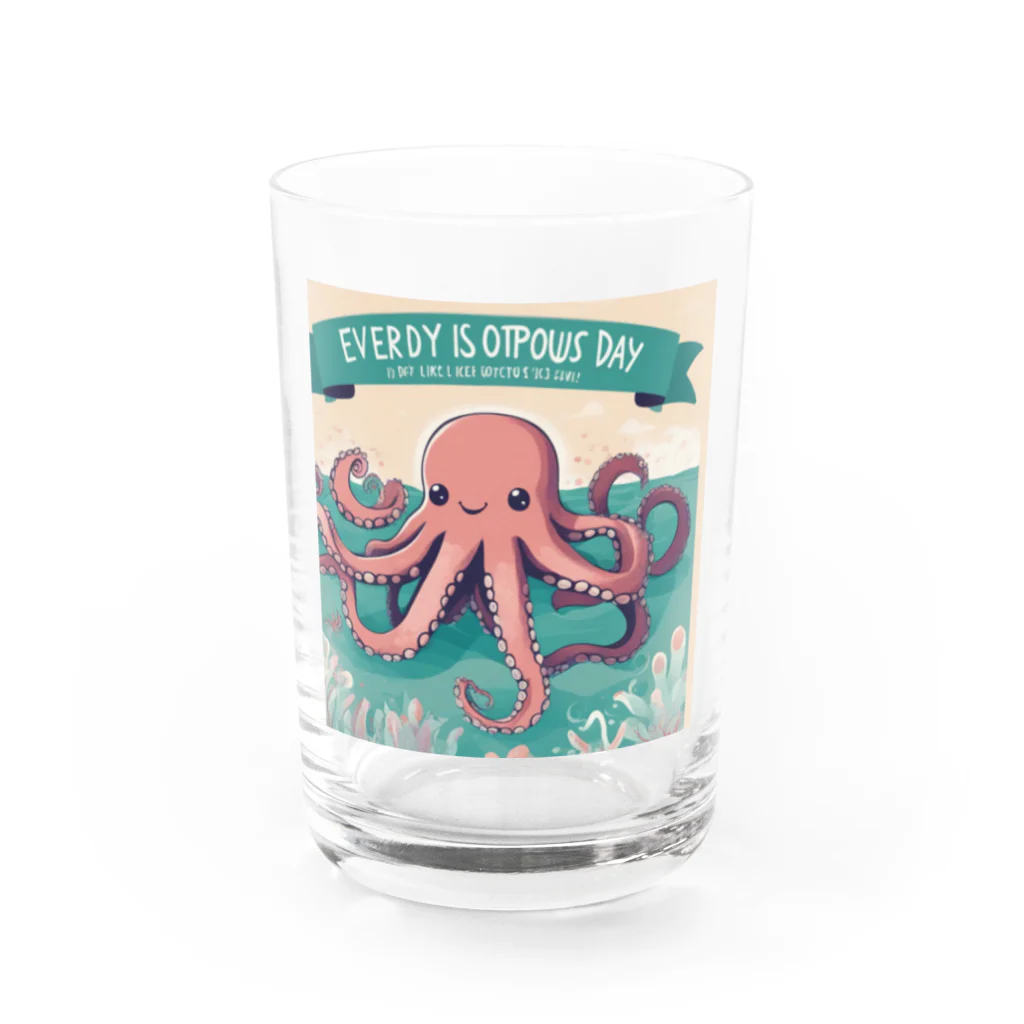 テフラんずのまいにちタコ🐙 Water Glass :front