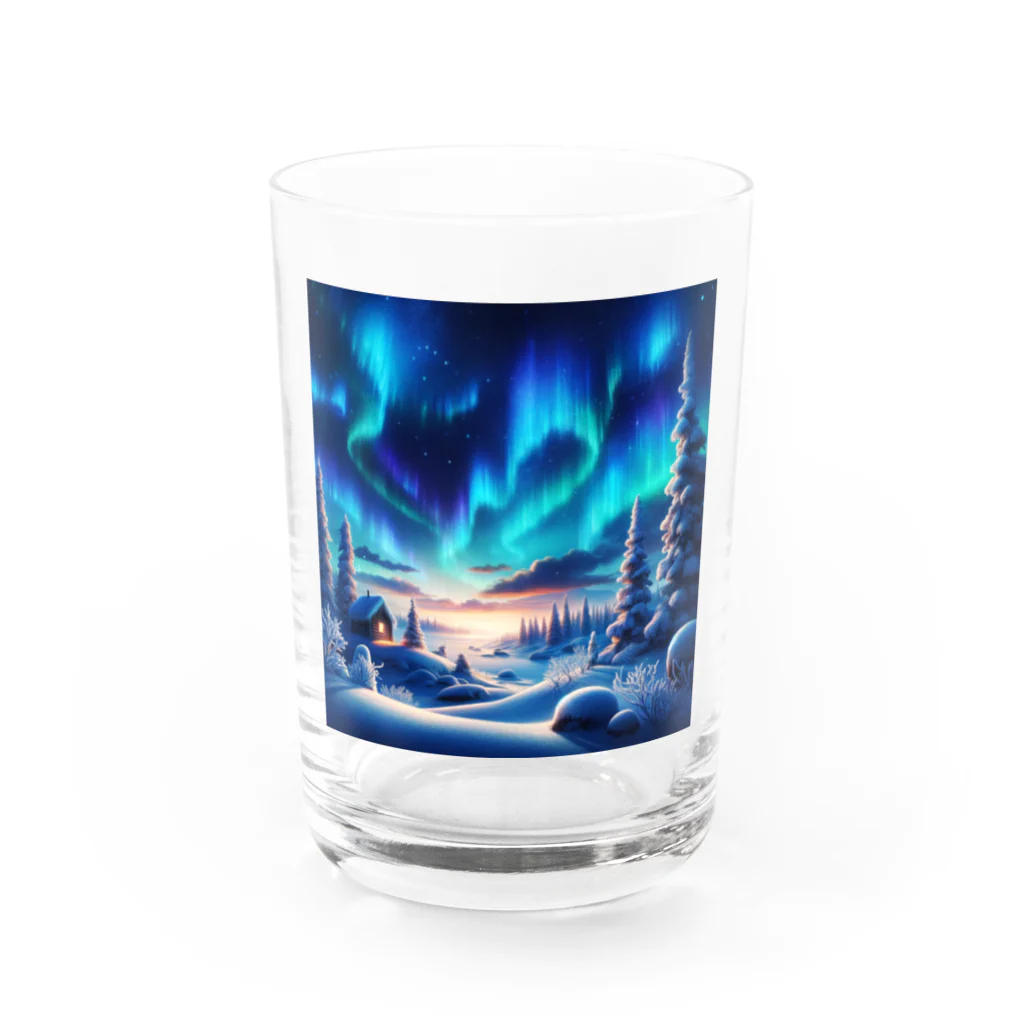 すずらん24のオーロラのある風景 Water Glass :front