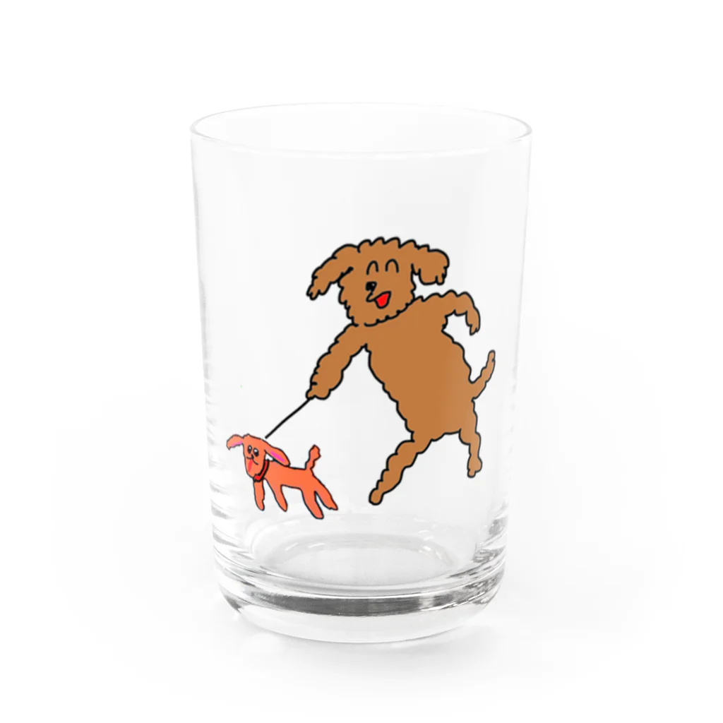 子供の言い訳の犬と犬おさんぽ Water Glass :front