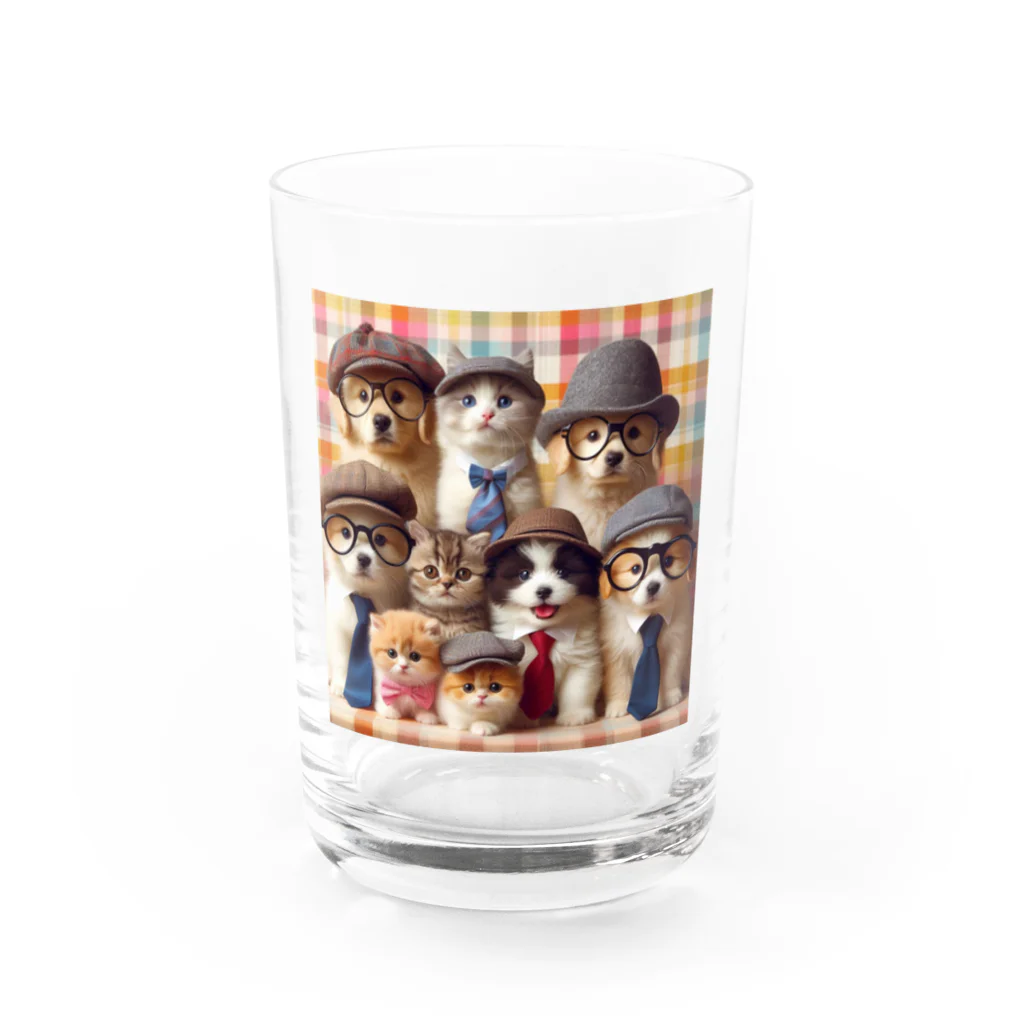 117hibikiのワンニャンファミリー🐾 Water Glass :front