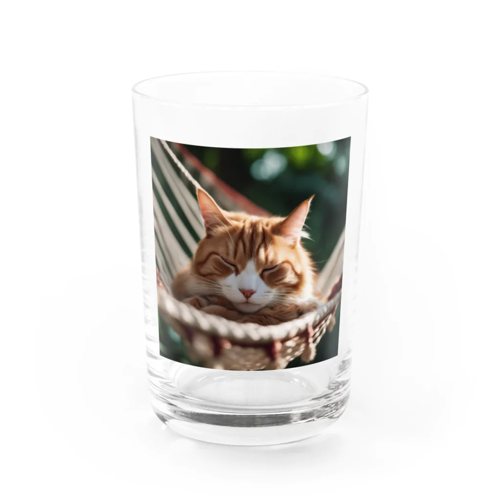 KKaの居眠りニャンコ Water Glass :front