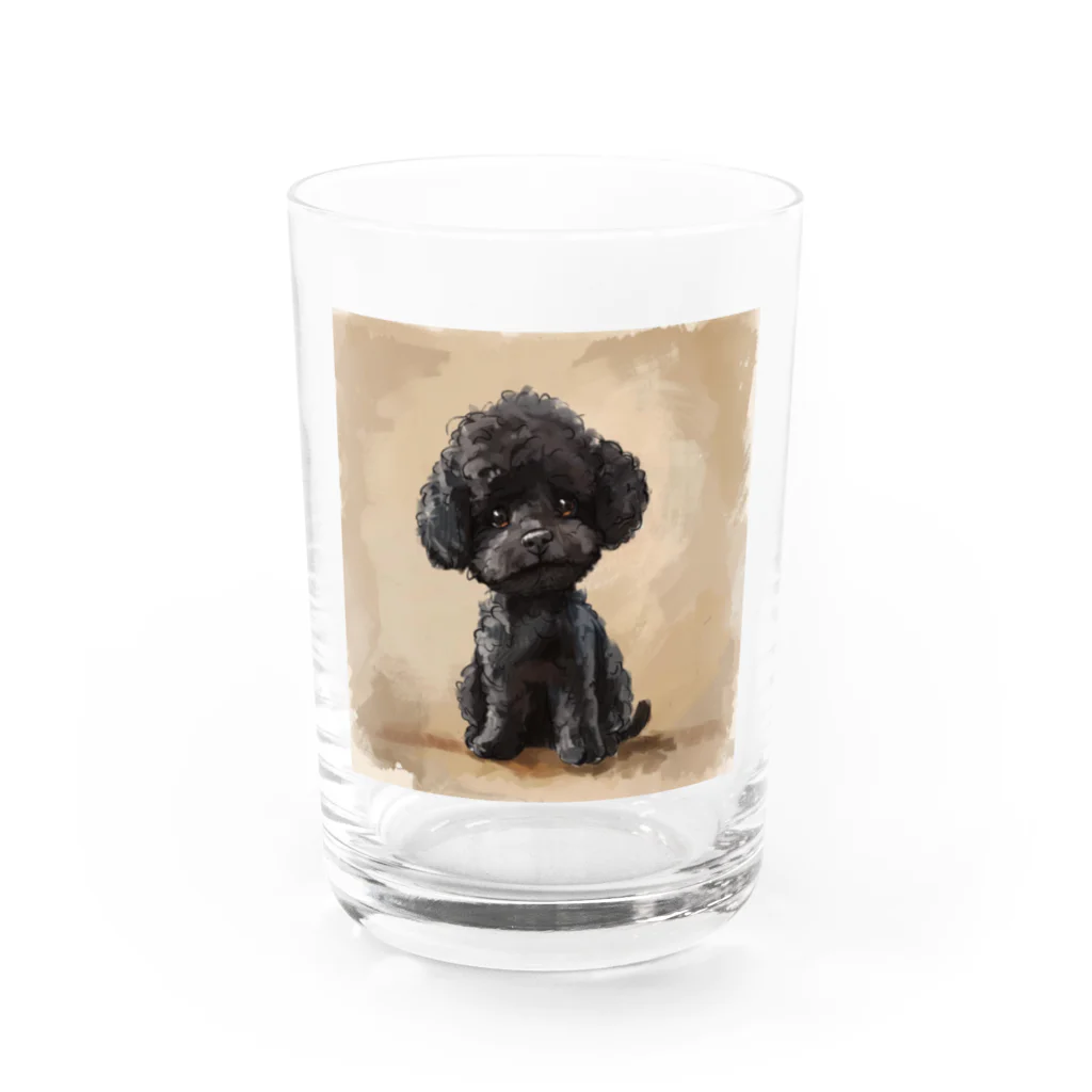 Dan-2024の可愛い黒のトイプードル Water Glass :front