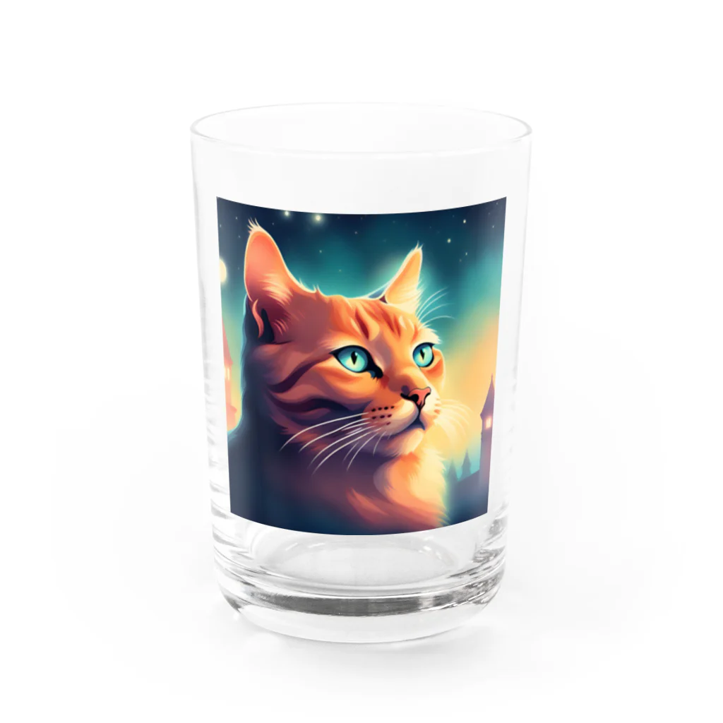 ロマンティックの何かを眺める猫のグッズ Water Glass :front