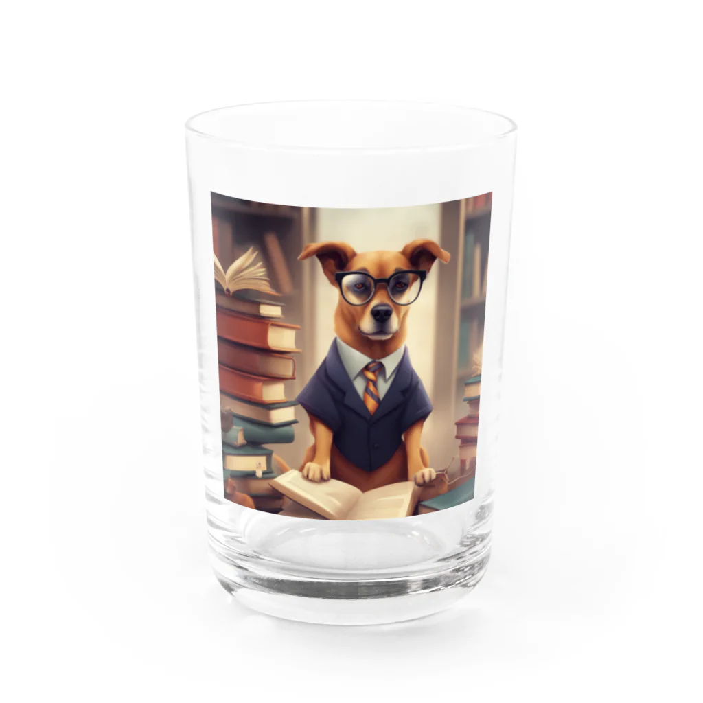 me-tooの知識欲旺盛なわんちゃん Water Glass :front