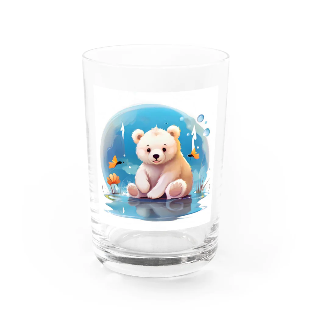 りんりんの可愛いシロクマちゃんショップ　かわいいよ！の池にいる白くま Water Glass :front