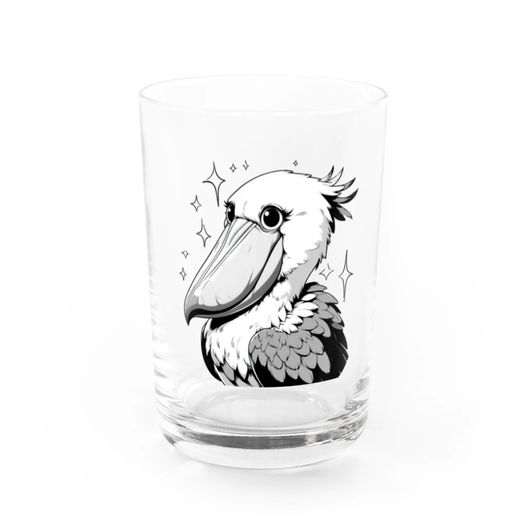 そうえんショップのモノクロームハシビロコウ Water Glass :front