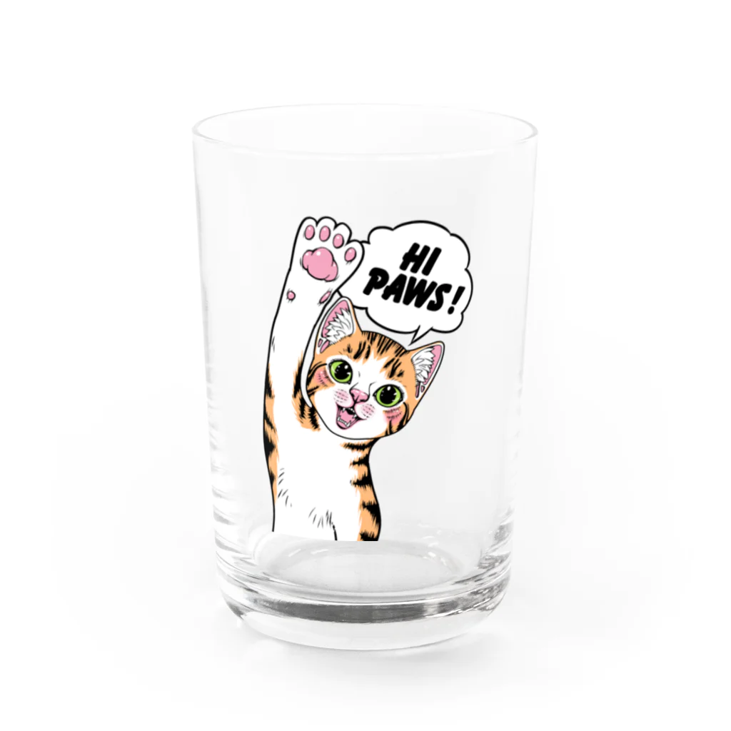 nya-mew（ニャーミュー）のハイタッチ！ニャーちゃん Water Glass :front