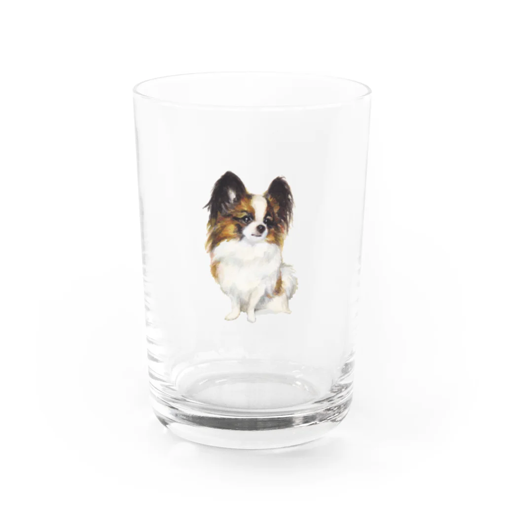 paw-pawのパピヨンちゃん Water Glass :front