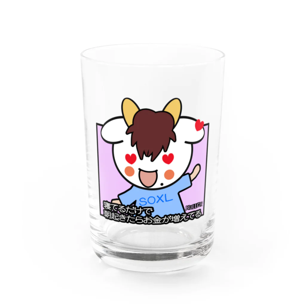 Bunny RingのSOXL 寝ているだけで朝起きたらお金が増えてる Water Glass :front