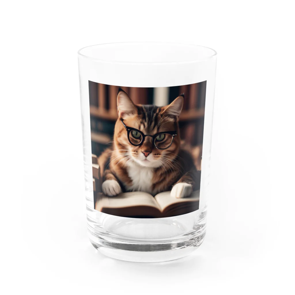 ○○なネコのお勉強ネコ Water Glass :front