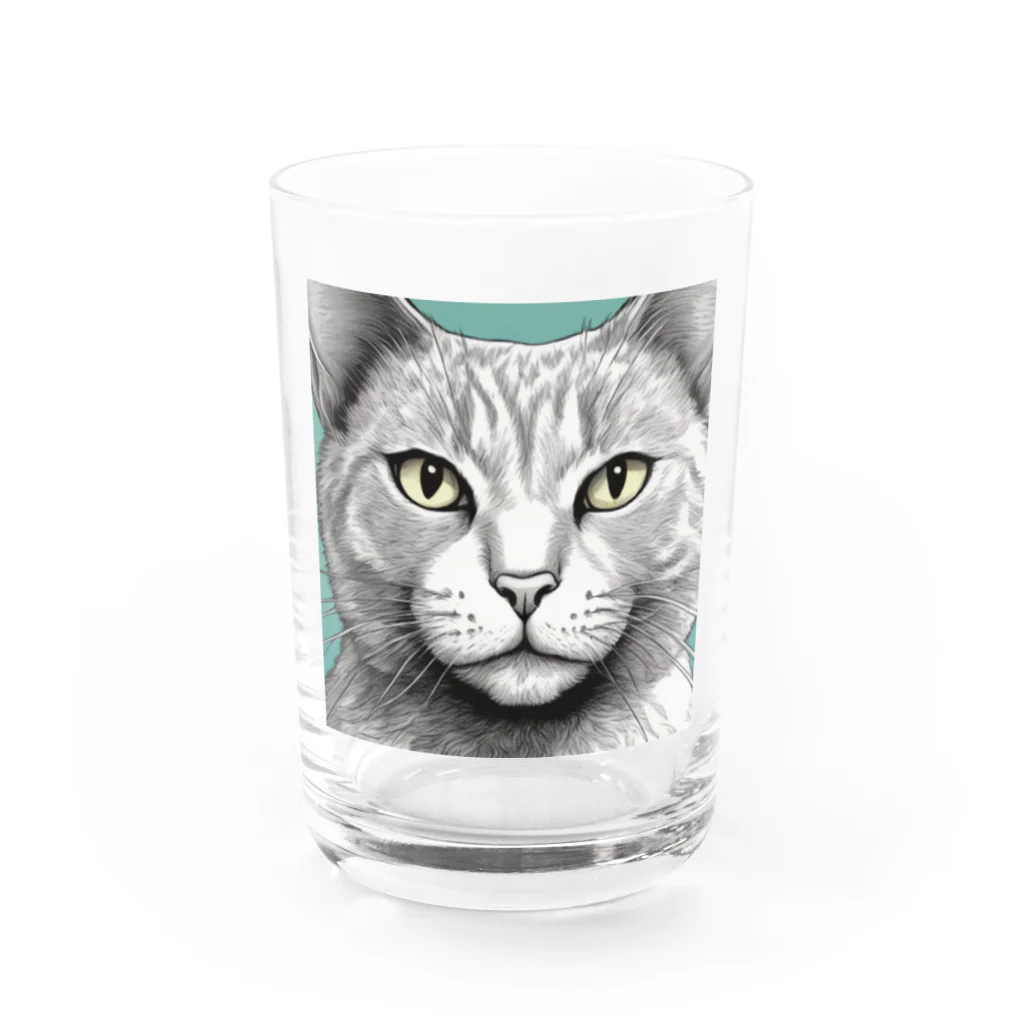 にゃんこーねこのドアップ猫 Water Glass :front