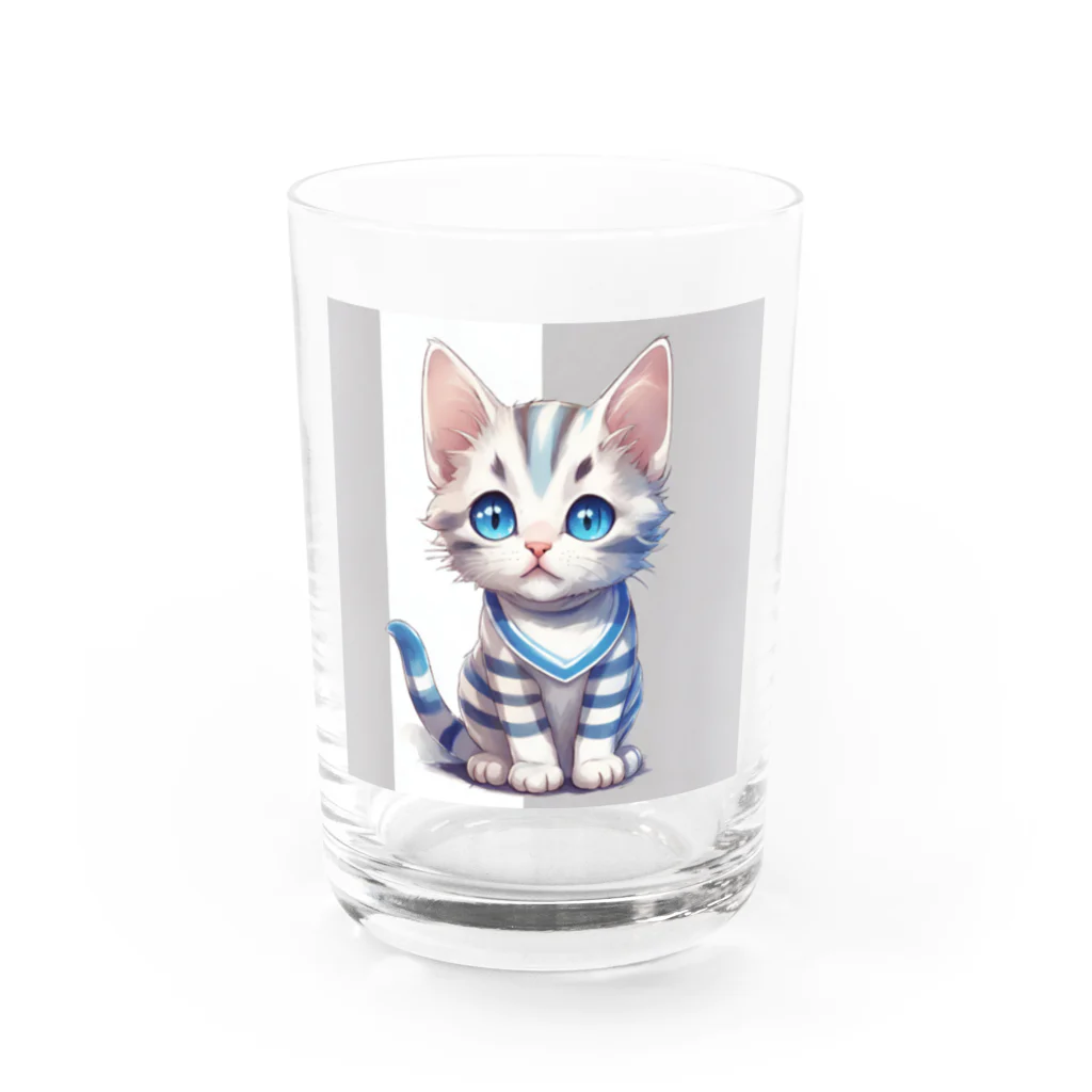 yoiyononakaの虎縞白猫のまなざし08 Water Glass :front