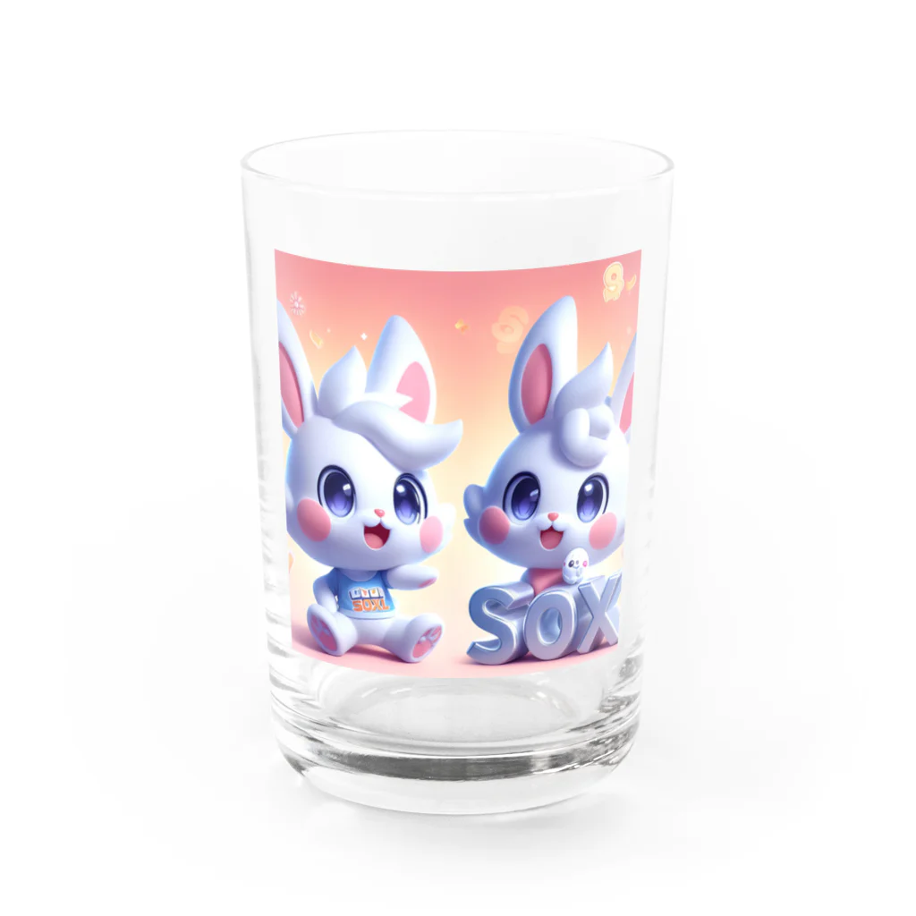 Bunny RingのSOXLくん and SOXちゃん Water Glass :front