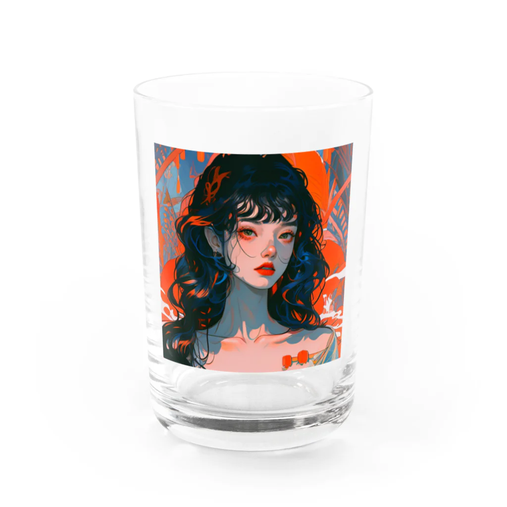 私の考える世界の独特な色彩画　鮮やかな女性 Water Glass :front