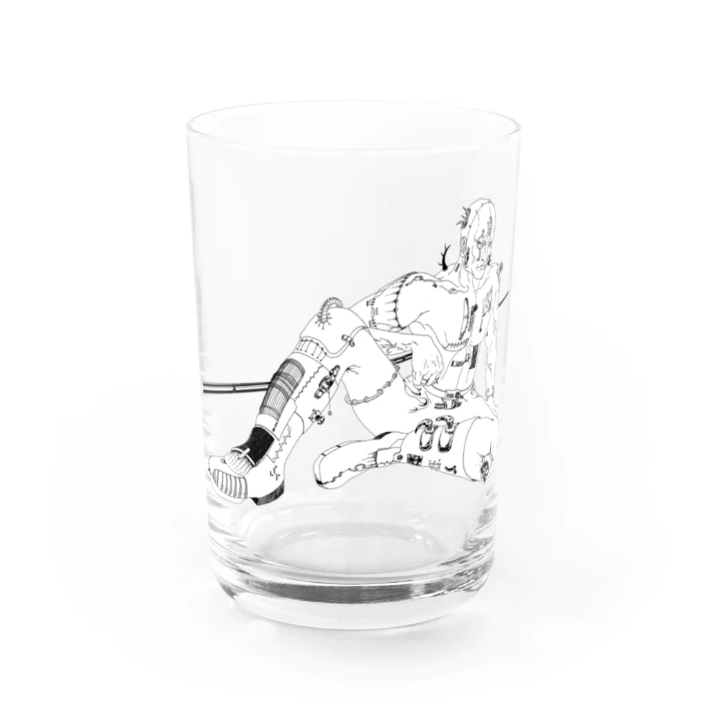 T_Bandyの待機してる男 Water Glass :front