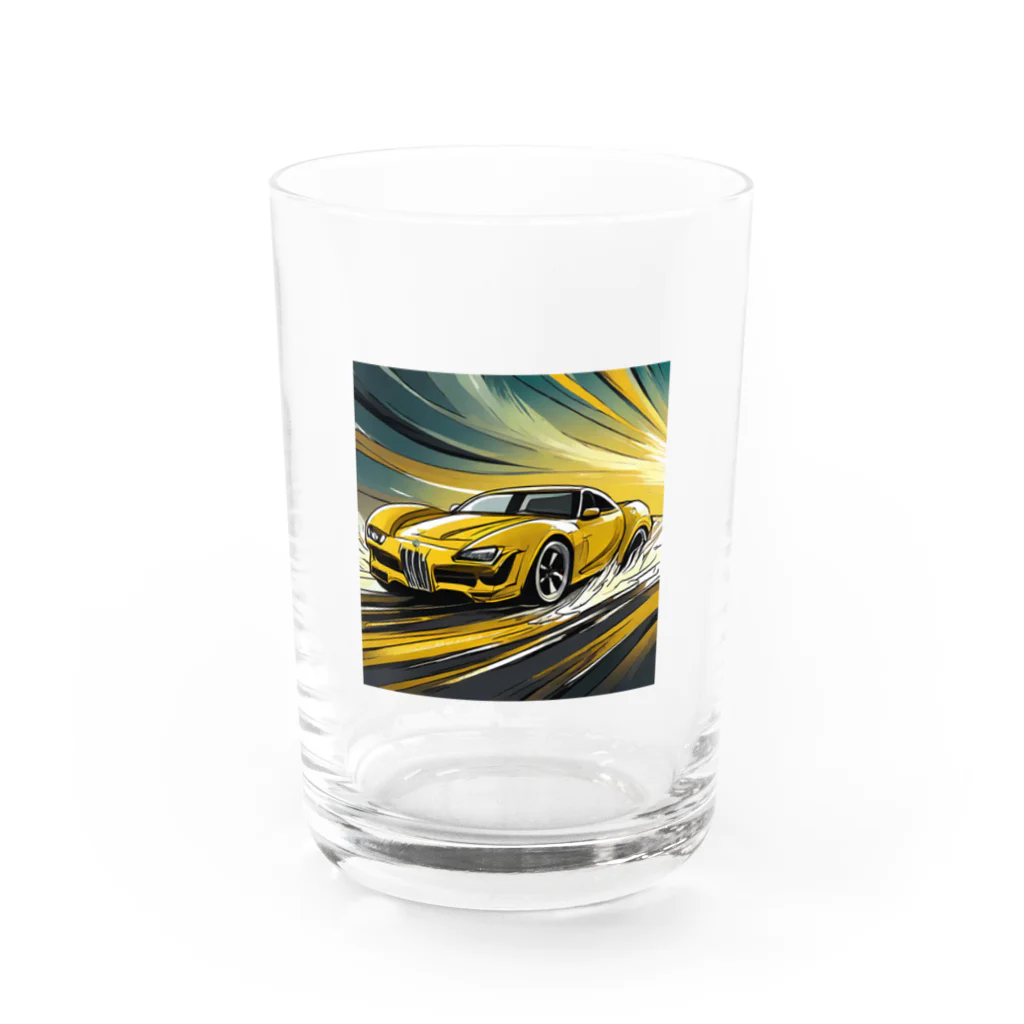 Try Anythingのイエロー スポーツカー コレクション Water Glass :front