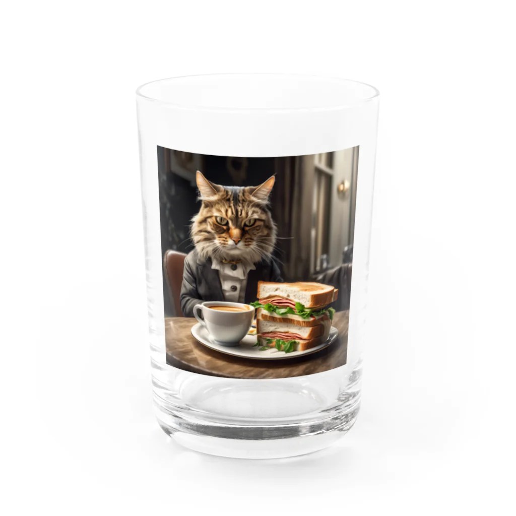 だんのんのサンドイッチでランチする猫 Water Glass :front