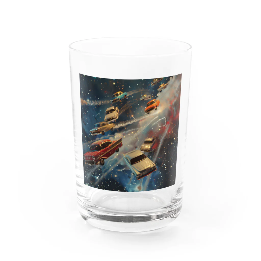 MistyStarkの宇宙を飛び交う車たち Water Glass :front