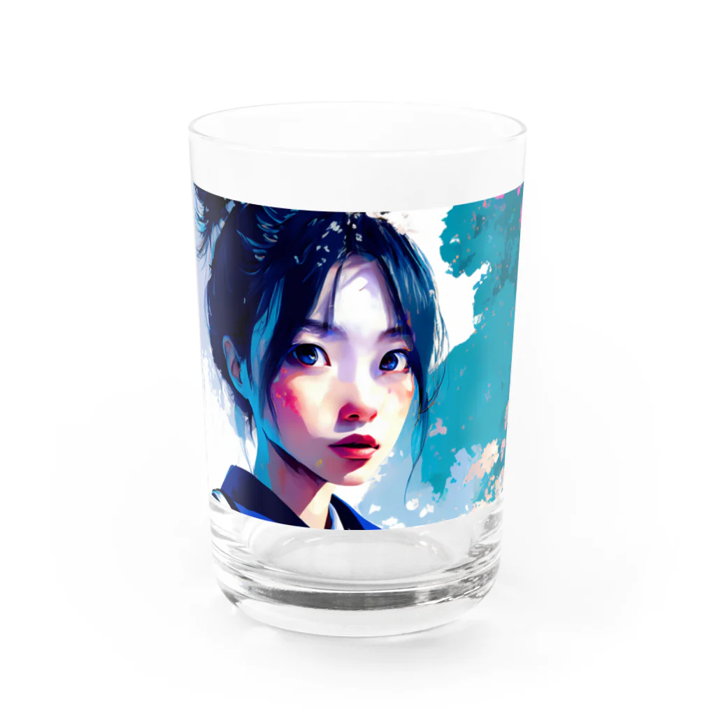 dou-douのblue girl Water Glass :front