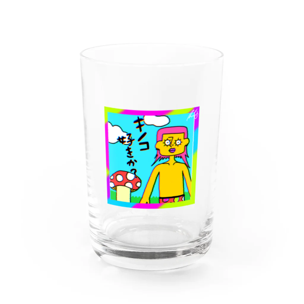 角刈りウルフﾁｬﾝの角刈りウルフちゃん Water Glass :front