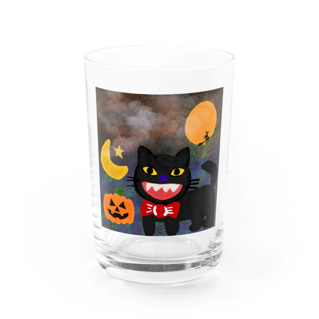 sara nerdのハロウィン🎃くろねこ🐈‍⬛ Water Glass :front