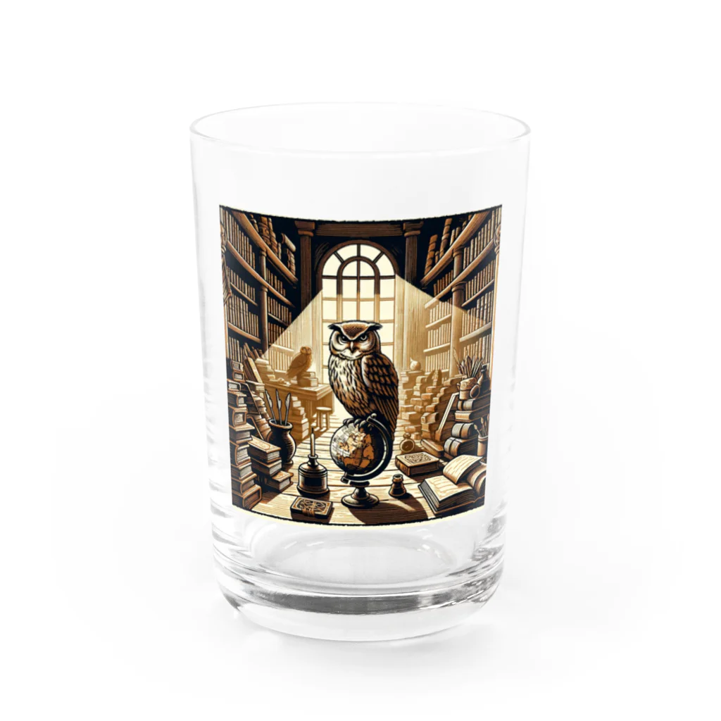 kotpopのOwl and knowledge Water Glass :front