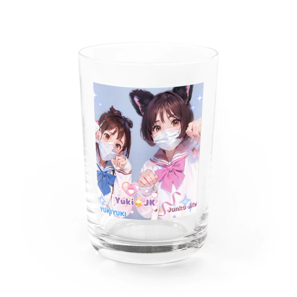 midori_kawaのYuki&JK セーラー服コラボ 夢をつかみ取れ❗️ Water Glass :front