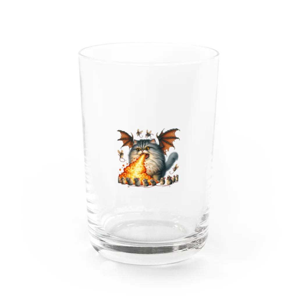 nekodoragonのブサカワ！火噴き猫ドラゴン　背景透過ver Water Glass :front