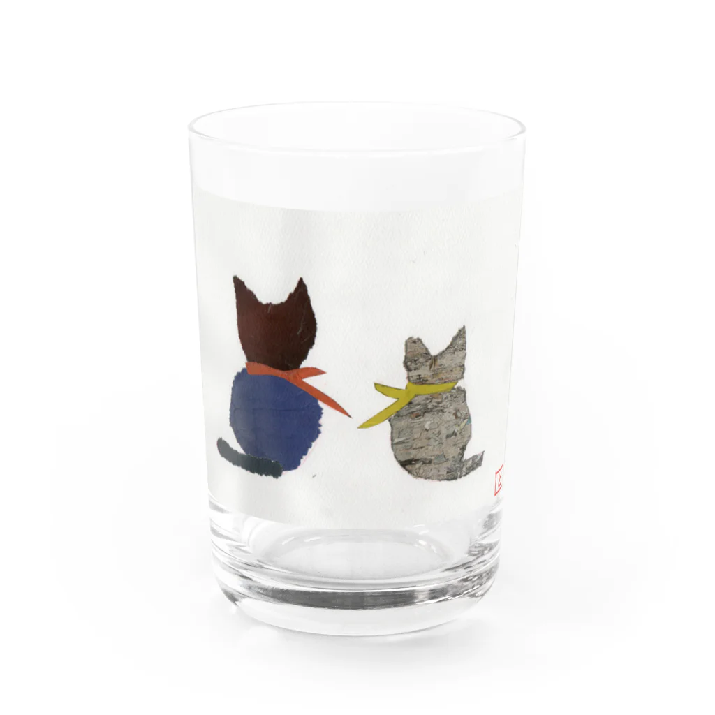 とみよのちぎり絵のねこの佇まい Water Glass :front