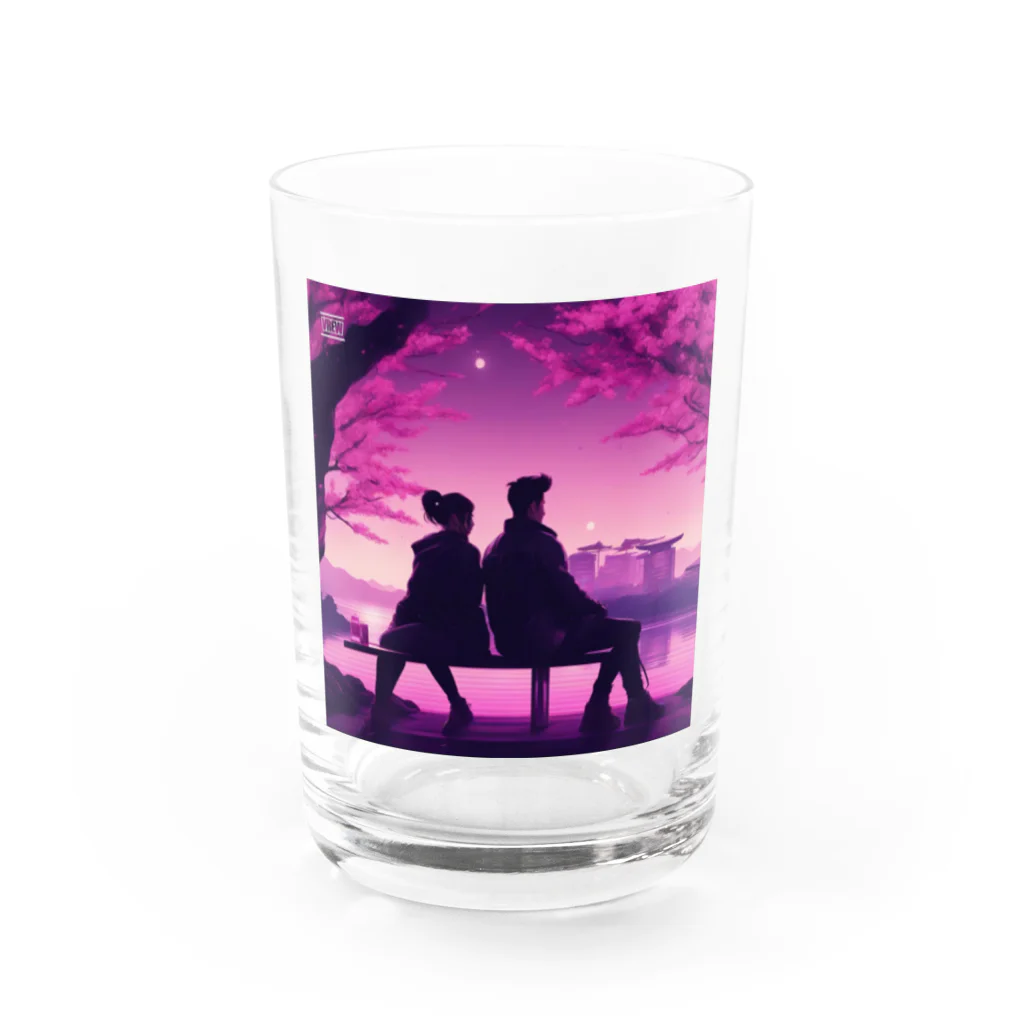 kichamanの夜桜デート Water Glass :front