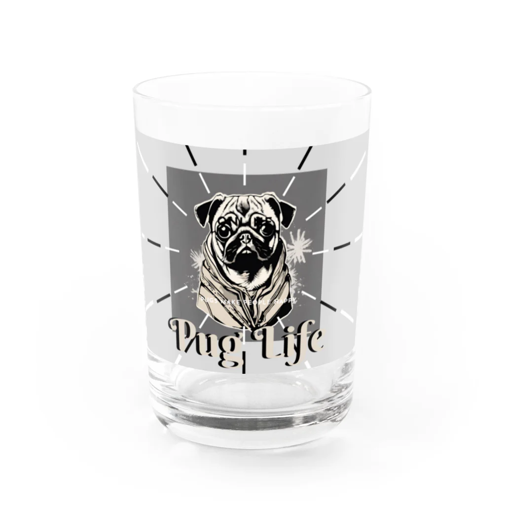 ぱぐ✩.*˚パグ✩.*˚PUG✩.*˚の後光が差すパグ Water Glass :front