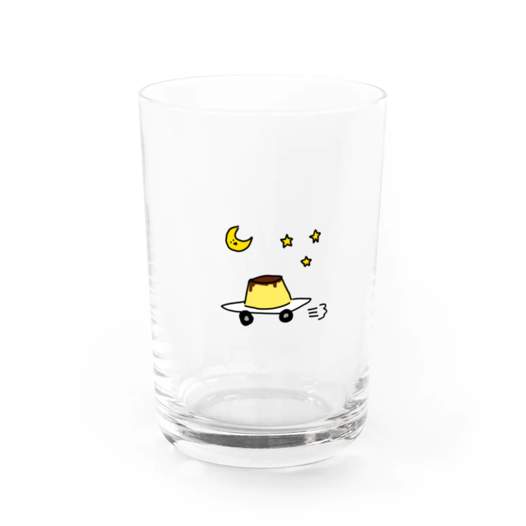 愛と幸せの魔法使いの月夜に駆けるプリン Water Glass :front