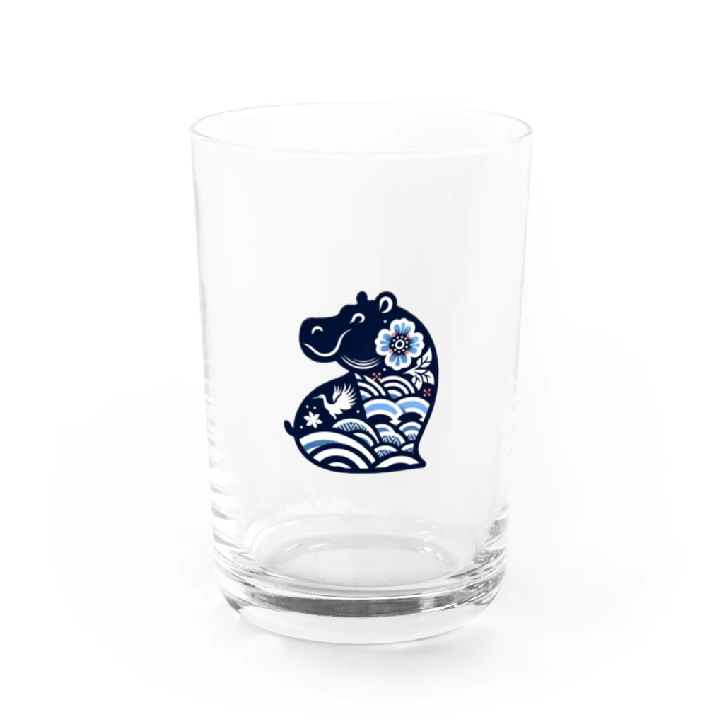 MYoshiの和柄　カバ④ Water Glass :front