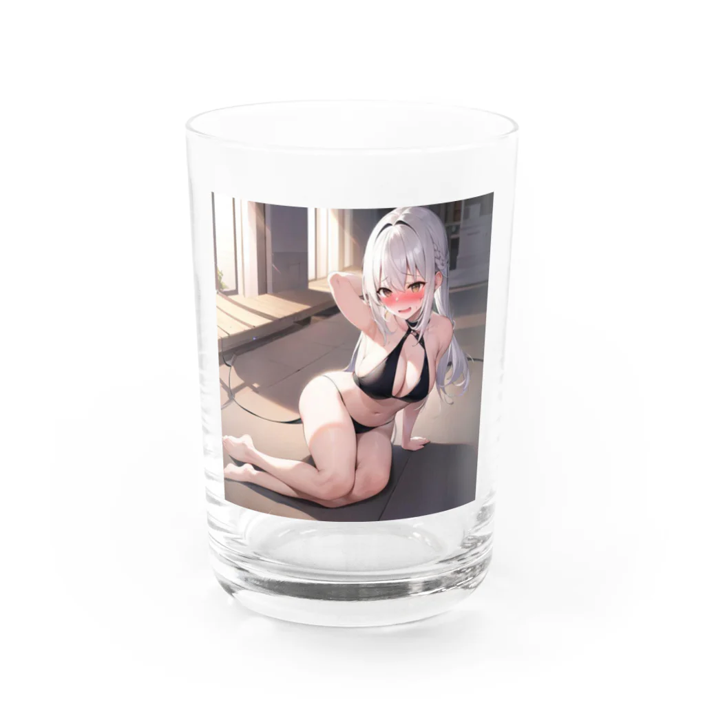 あなたに夢中の黒いビキニの女の子（銀髪Ｖｅｒ．） Water Glass :front