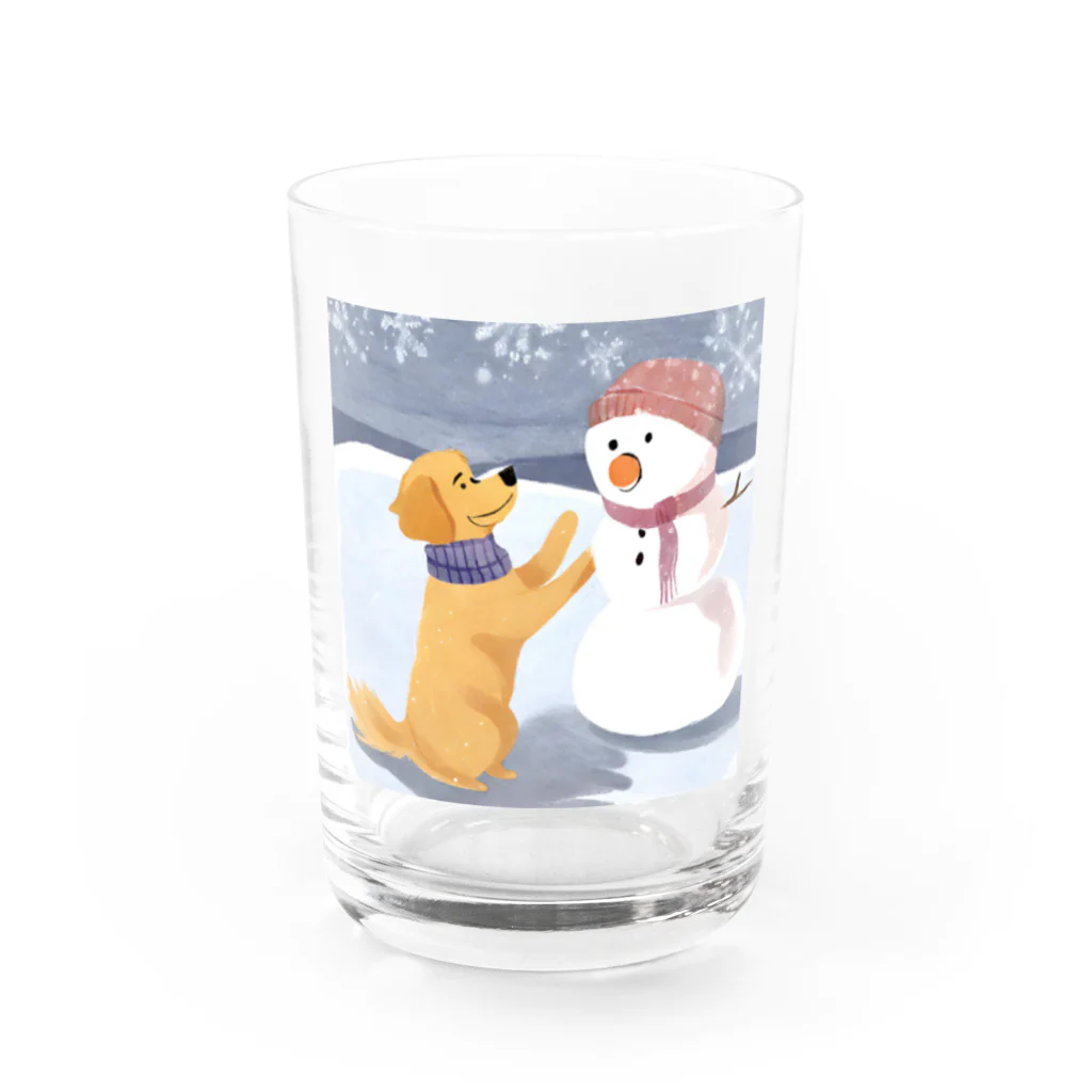 unpu-の雪だるまと犬 Water Glass :front