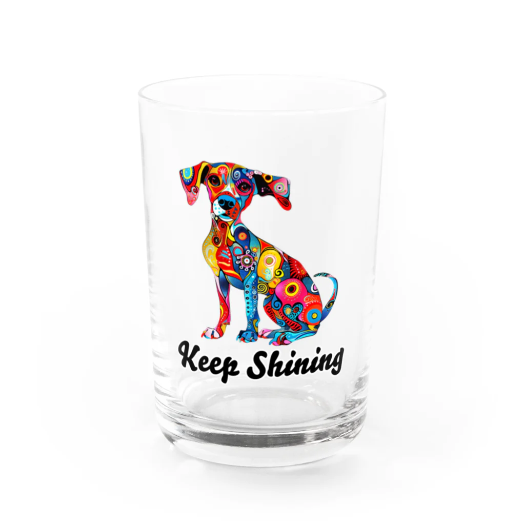 G.O.A.T.designのカラフルな模様を身に纏った犬 Water Glass :front