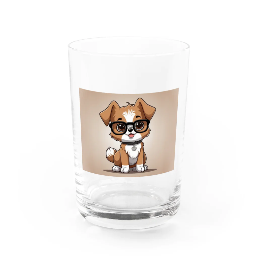 Khisakiの犬　カワイイ　眼鏡をかけている Water Glass :front