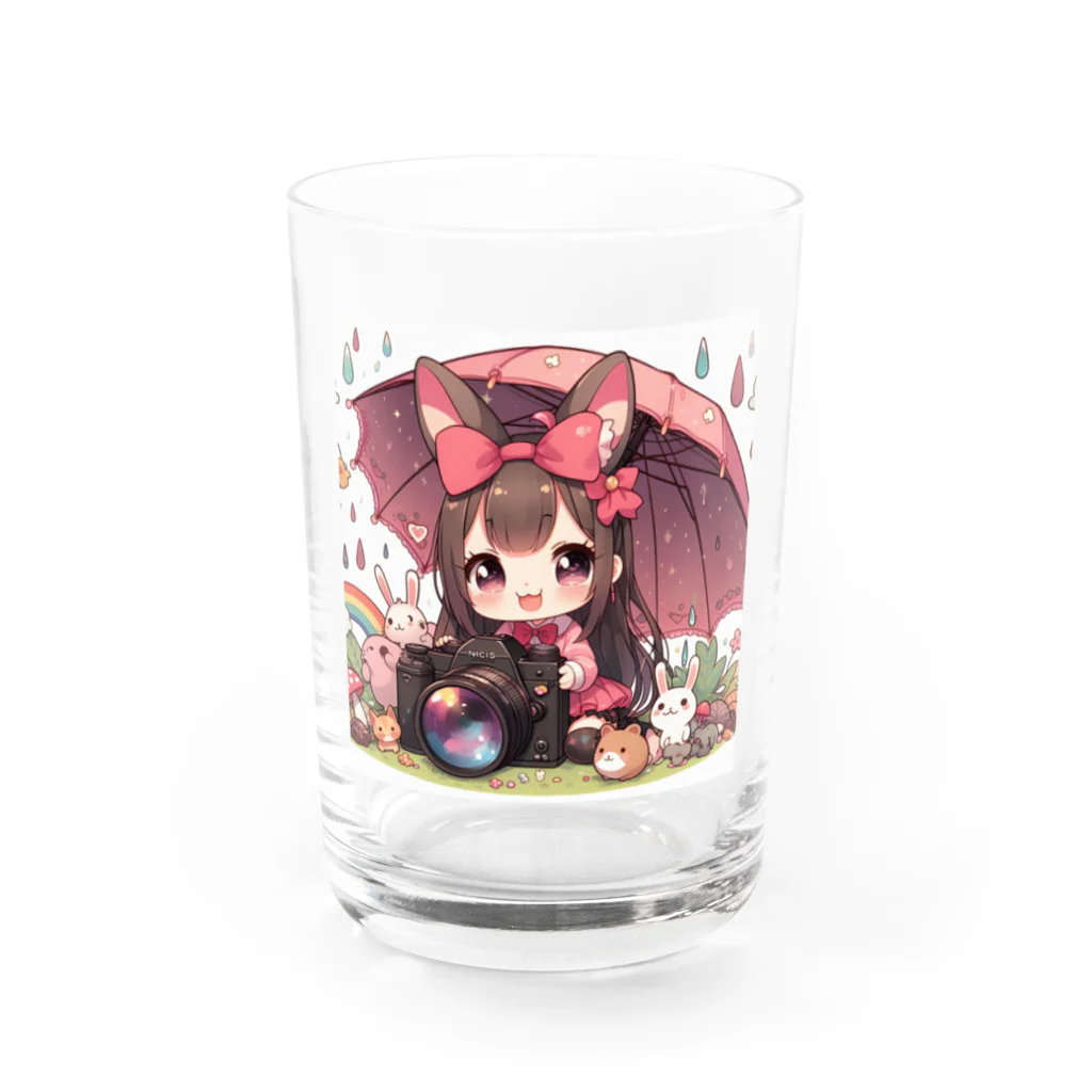 かるるんショップのカメラと傘とうさ耳少女とシリーズ Water Glass :front