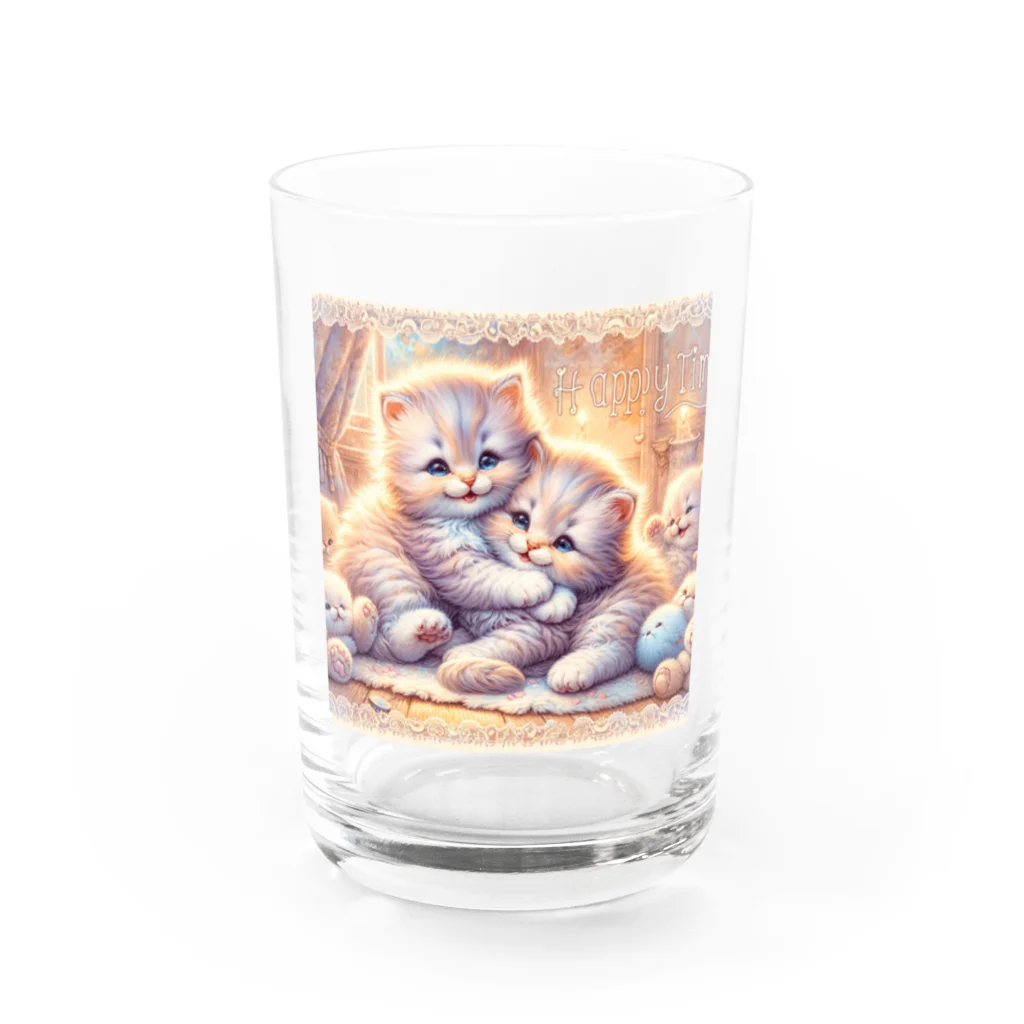 Yuya-Naganoの仲良く遊ぶ兄弟の猫 Water Glass :front