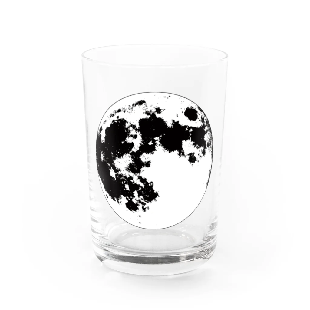 月蝕雑貨のモノクロの月 Water Glass :front