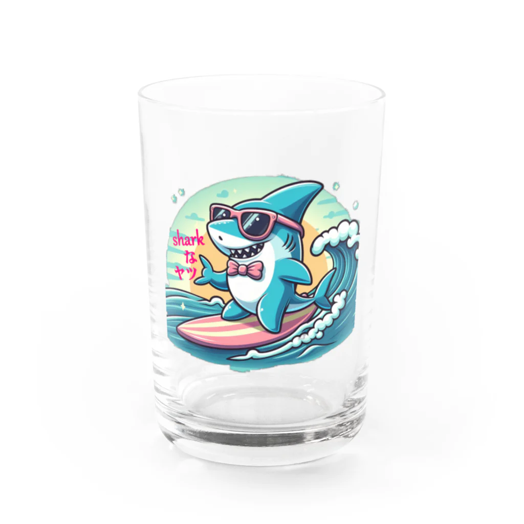 風来のSharkなヤツ Water Glass :front