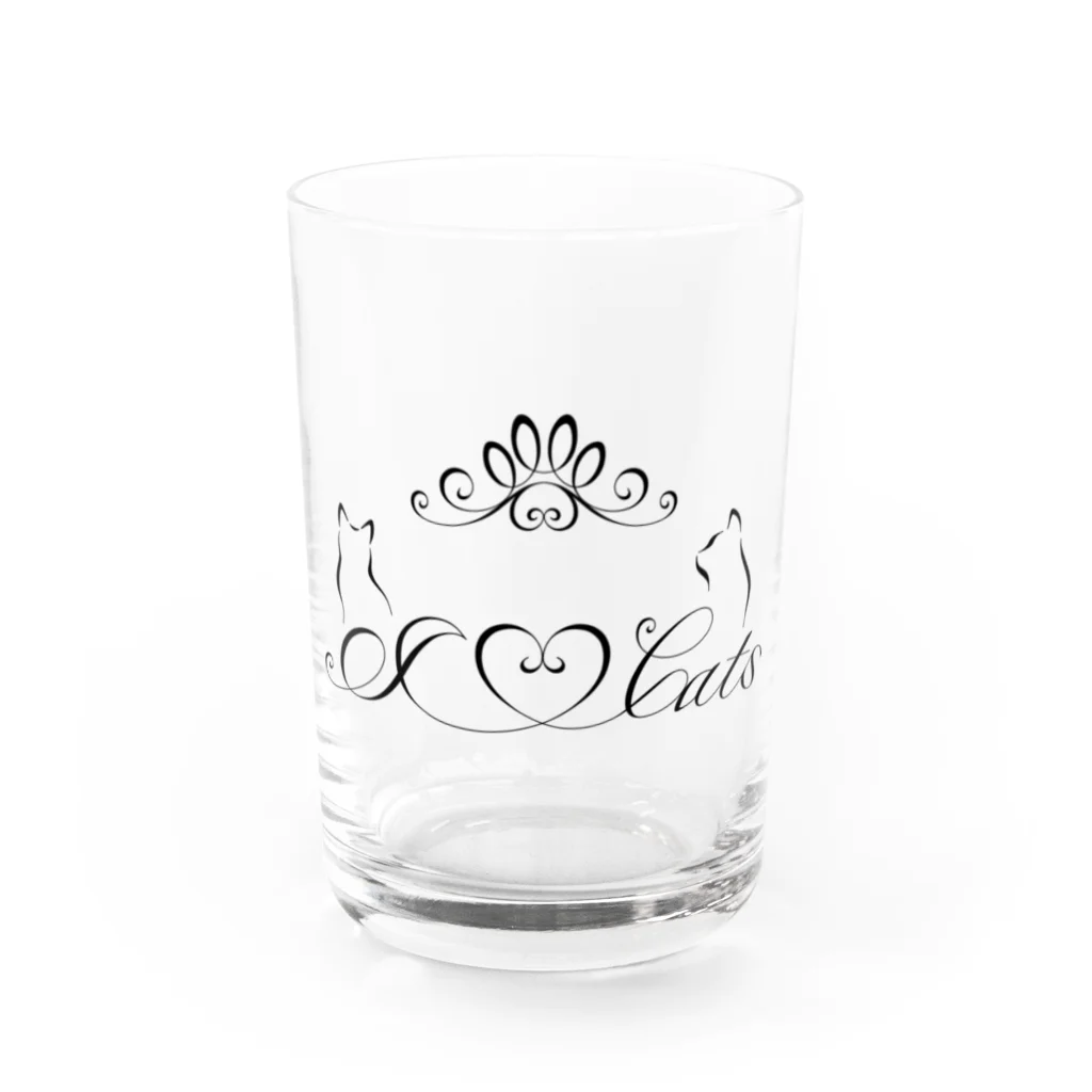 ORCATのI Love Cats （ロゴブラック） Water Glass :front