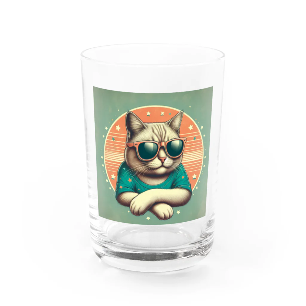 CECIL1602のサングラスをかけた猫 Water Glass :front