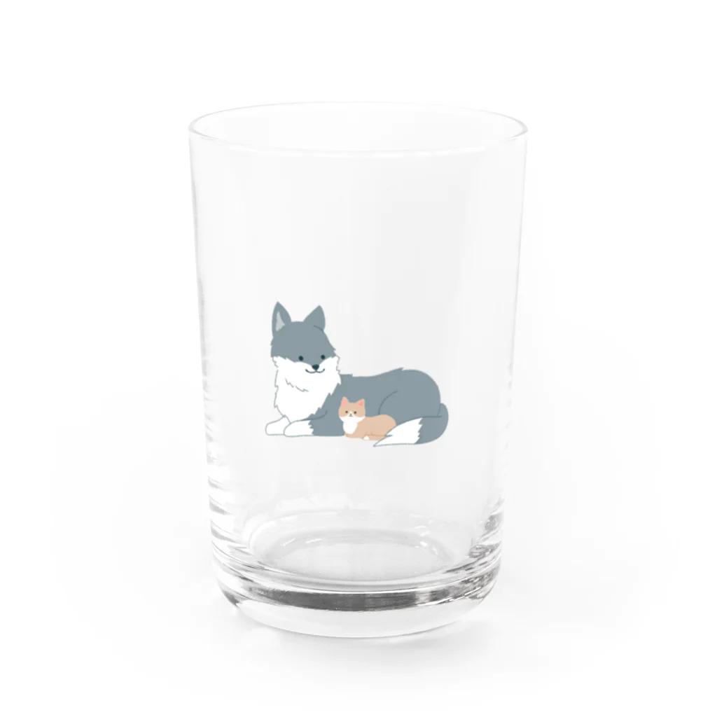 おいしいのぼくたちなかよし【おおかみとねこ】 Water Glass :front