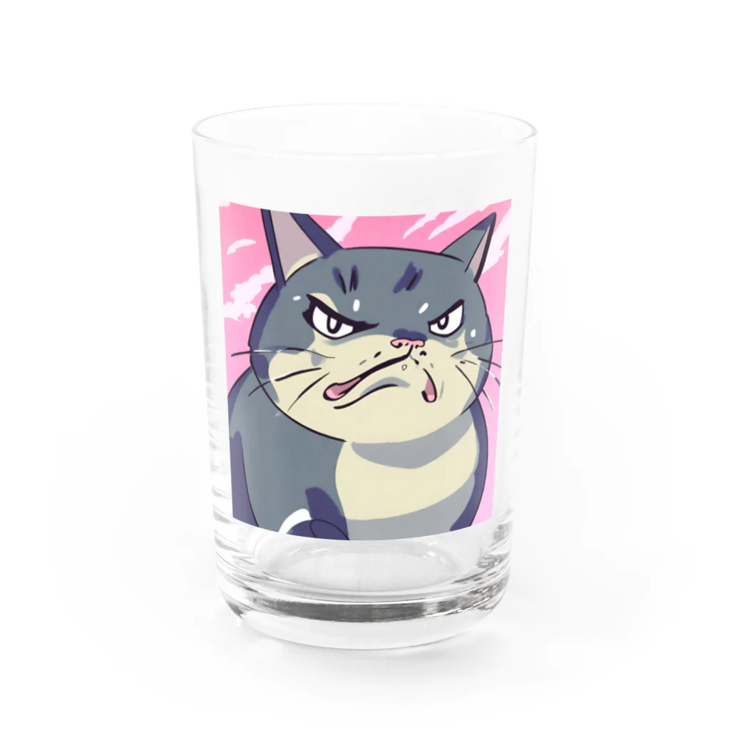 burebiの怒る猫 Water Glass :front